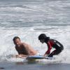David Beckham et ses fils sur la plage de Malibu le 12 août 2011