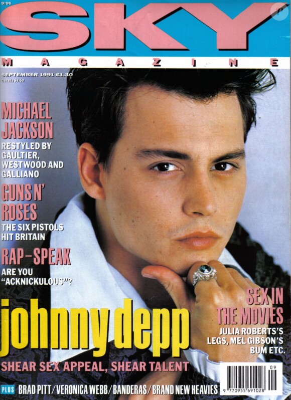 L'acteur Johnny Depp en couv' de Sky Magazine UK. Septembre 1991.