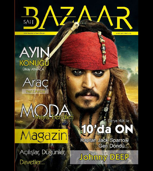Johnny Depp, ou plutôt Jack Sparrow, en couverture de Sah Bazaar. Mai 2011.
