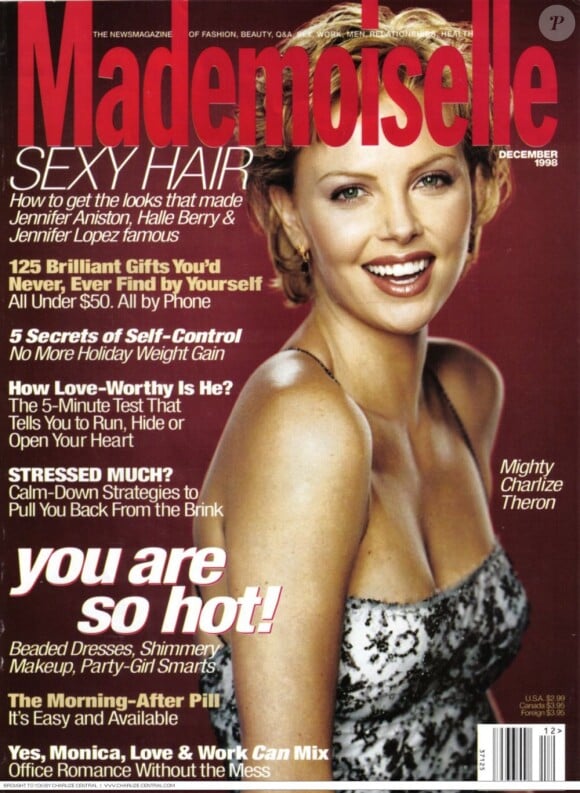 Décembre 1998 : Charlize Theron est une actrice montante. A 23 ans, elle réalise la couv' du magazine Mademoiselle.