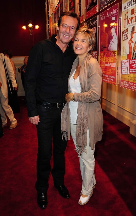 Jean-Luc Reichmann et Véronique Jannot lors de la conférence de presse des théâtres privés, le jeudi 8 septembre 2011.