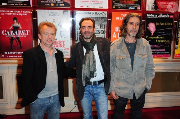 Bruno Solo, Dominique Pinon et Pierre Berriau lors de la conférence de presse des théâtres privés, le jeudi 8 septembre 2011.