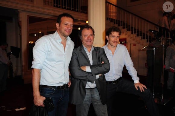 Samuel Le Bihan, Daniel Russo et Thierry Frémont lors de la conférence de presse des théâtres privés, le jeudi 8 septembre 2011.