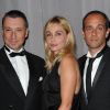 Emmanuelle Béart, son frère et Jean-Marc Pontroué, vice président de Montblanc, lors de la soirée de lancement de la nouvelle collection  Montblanc "Grace de Monaco" à l'opéra de Monaco, le 8 septembre 2011