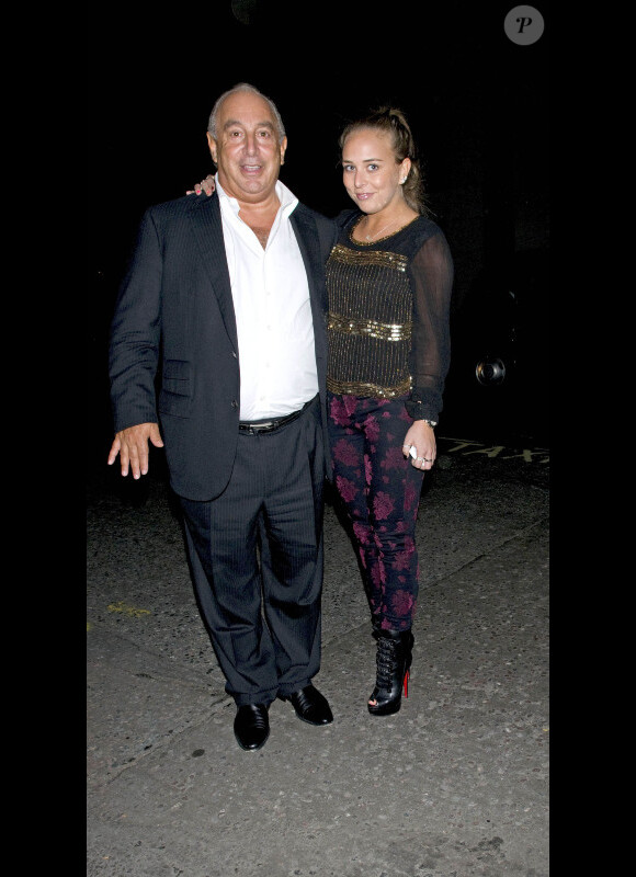 Philip Green et sa fille Chloé lors d'une soirée avec Kate Moss à Londres le 22 septembre 2011