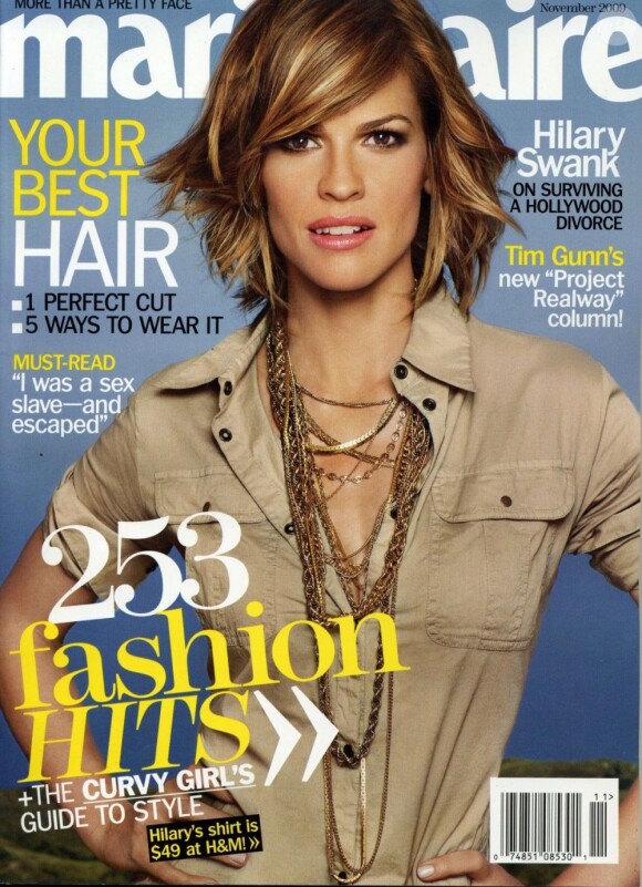 Femme glamour et stylée devenue icône de mode, Hilary Swank pose en couverture du Marie Claire de novembre 2009.