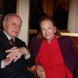 Pierre Bergé et Doris Brynner lors du dîner organisé par l'ANDAM, le 5 octobre 2011.