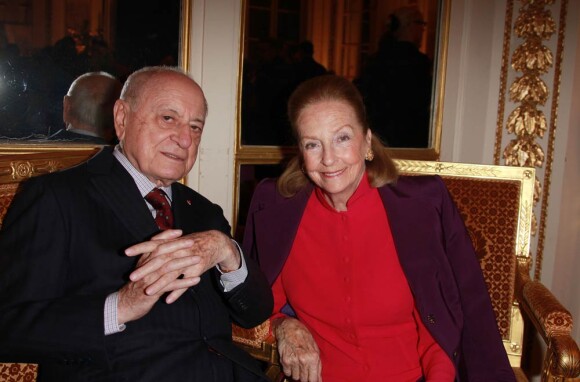Pierre Bergé et Doris Brynner lors du dîner organisé par l'ANDAM, le 5 octobre 2011.