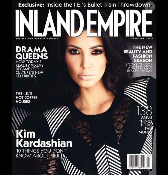 Dans un tout autre style, Kim Kardashian fait la Une de Inland Empire de février 2011.