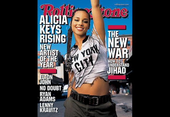 Le phénomène soul Alicia Keys, en Une de Rolling Stone. Novembre 2001.