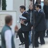 Nicolas Sarkozy rend visite à sa femme Carla Bruni et à leur petite Giulia, née le 19 octobre. Clinique de la Muette, Paris, le 21 octobre 2011