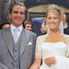 Le prince Nikolaos et la princesse Tatiana de Grèce, ici lors de leur superbe mariage sur l'île de Spetses le 25 août 2010, accueilleront leur premier enfant au printemps 2012. La grossesse de la princesse Tatiana a été révélée le 25 octobre 2011 par le bureau du roi Constantin.