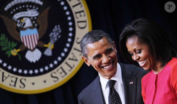 Michelle et Barack Obama, un couple très complice, Einsenhower Building à Washington, le 21 novembre 2011.