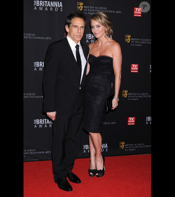 Ben Stiller et Christine Taylor lors des Britannia Awards des BAFTA à Los Angeles le 30 novembre 2011