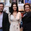 Lara Fabian, Bernard Montiel et Jennifer Boccara, directrice de l'hôtel de Sers, pour la remise du Prix de l'hôtel de Sers, à Paris, le 14 décembre 2011.