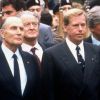 Václav Havel et François Mitterrand à Prague, en 1990.
