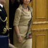 Le roi Juan Carlos, assisté de la reine Sofia, du prince Felipe et de la princesse Letizia d'Espagne, recevait en audience le Conseil du Patrimoine National, au palais de la Zarzuela, le 20 décembre 2011.