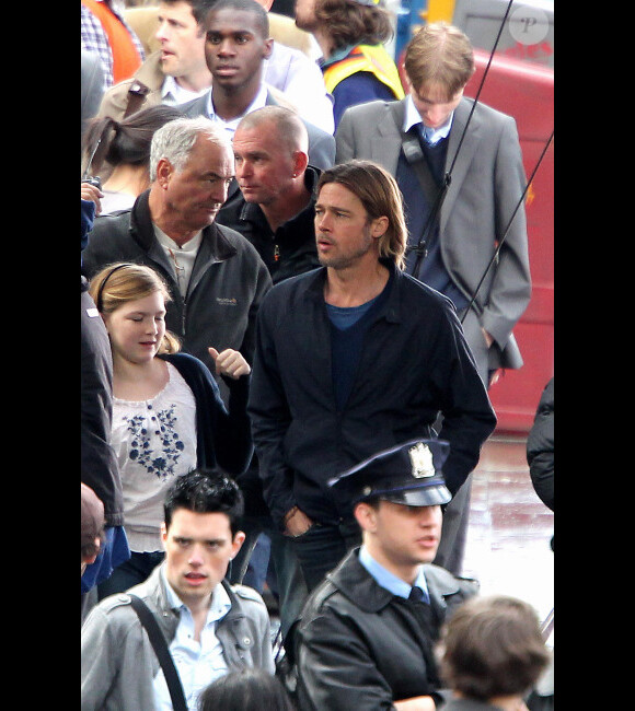 Brad Pitt sur le tournage du film World War Z en août 2011 en Ecosse