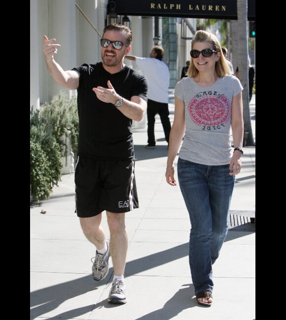 Ricky Gervais et sa compagne Jane Fallon à Los Angeles le 9 janvier 2012