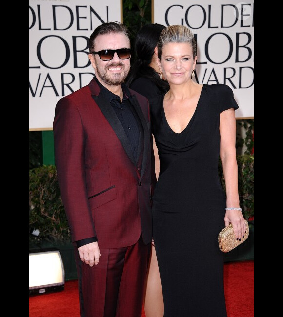 Ricky Gervais et Jane Fallon aux Golden Globes, le 15 janvier 2012 à Los Angeles.