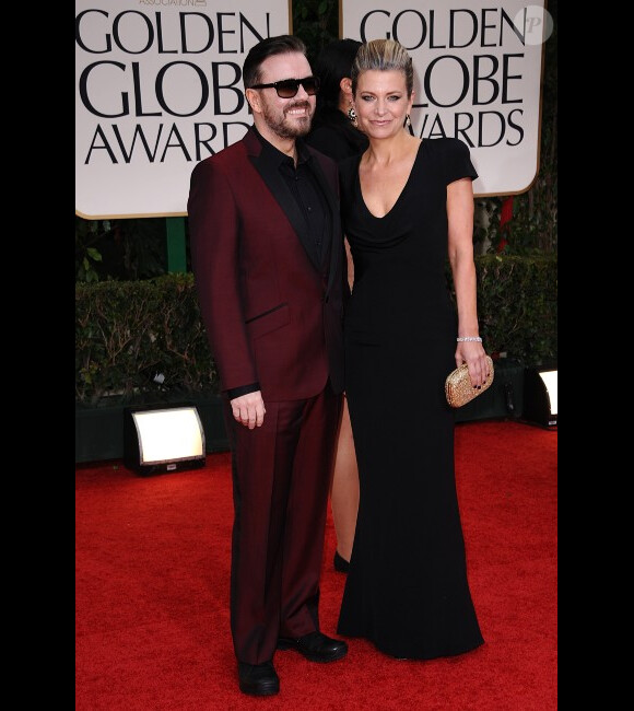 Ricky Gervais et Jane Fallon aux Golden Globes, le 15 janvier 2012 à Los Angeles.