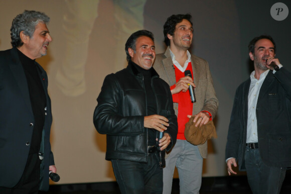 Enrico Macias, José Garcia, Vincent Elbaz et Bruno Solo à la première de La Vérité si je mens 3 au Kinepolis de Lomme dans le nord de la France le 16 janvier 2012 
