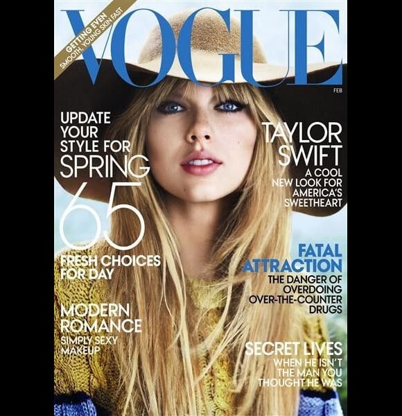 Taylor Swift fait la une du magazine Vogue de février 2012, habillée par Rodarte.