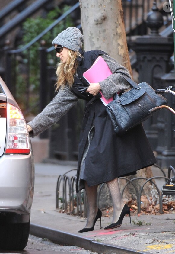 Sarah Jessica Parker quitte son domicile à New York, le 19 janvier 2012.