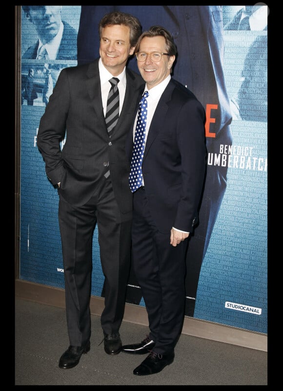 Colin Firth et Gary Oldman lors de la première de La Taupe à l'UGC Normandie à Paris le 20 janvier 2012
 