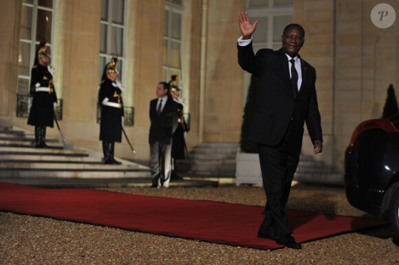 Le président ivoirien Alassane Ouattara lors du dîner d'Etat en son honneur le 26 janvier 2012 à l'Elysée