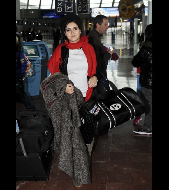 Joyce Jonathan arrive à l'aéroport de Nice, le 29 janvier 2012