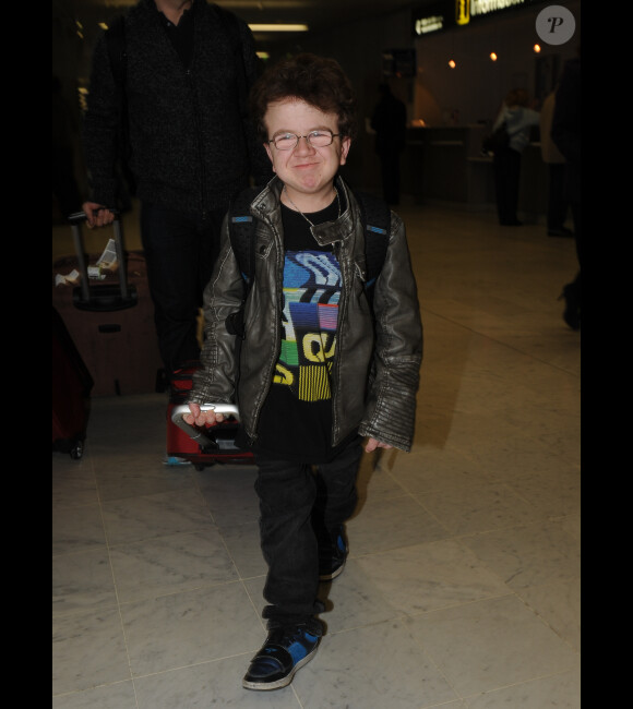 Keenan Cahill arrive à l'aéroport de Nice, le 28 janvier 2012