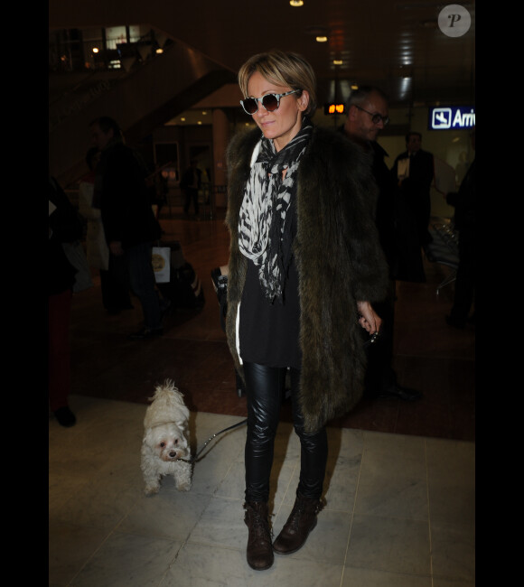 Patricia Kaas arrive à l'aéroport de Nice, le 28 janvier 2012
