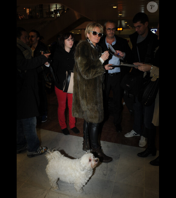 Patricia Kaas arrive à l'aéroport de Nice, le 28 janvier 2012