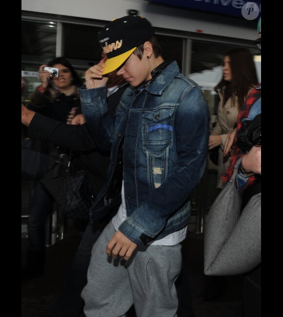 Justin Bieber arrive à Nice, le 28 janvier 2012