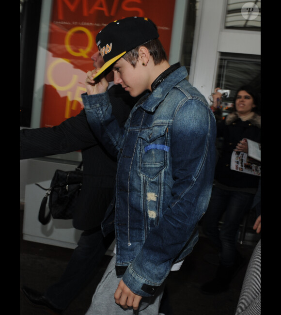 Justin Bieber arrive à Nice, le 28 janvier 2012