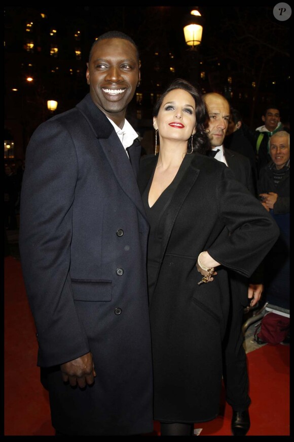 Omar Sy et sa femme Hélène à la cérémonie des Globes de Cristal, au Lido à Paris, le 6 février 2012.