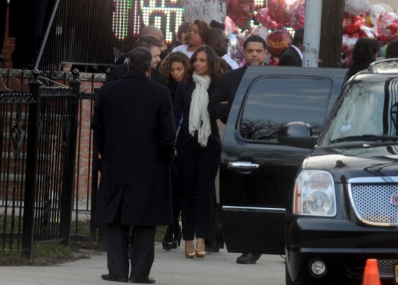 Alicia Keys arrive à l'église New Hope de Newark pour les funérailles de Whitney Houston. Le 18 février 2012