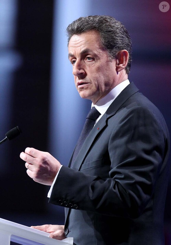 Nicolas Sarkozy à Marseille pour son premier grand meeting, le 19 février 2012.