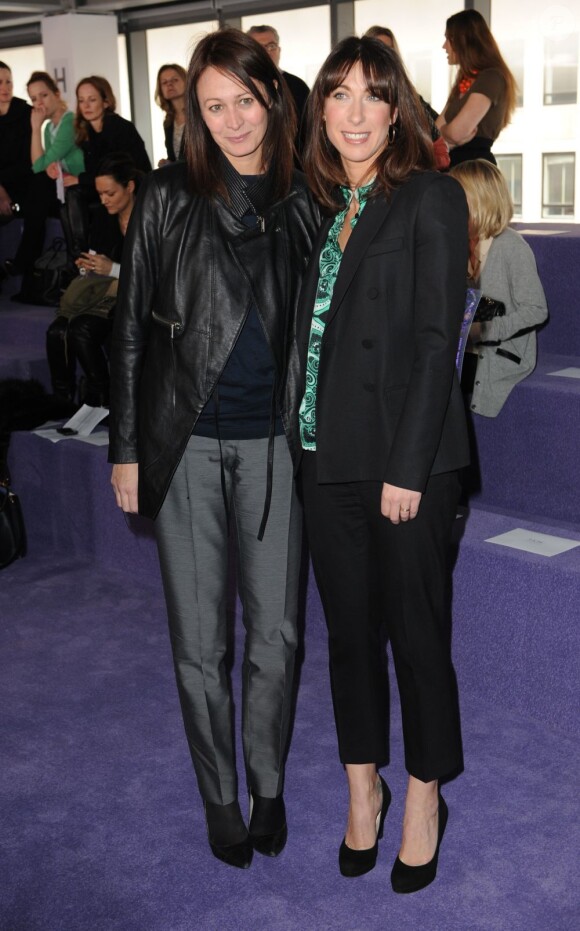 Caroline Rush et Samantha Cameron au défilé Christopher Kane à Londres, le   20 février 2012.