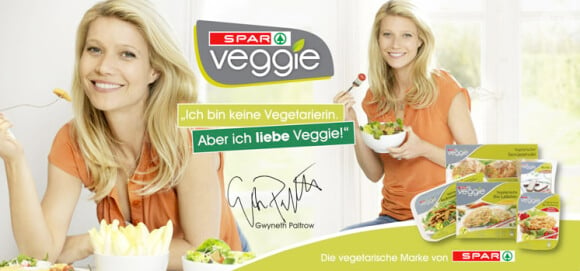 Gwyneth Paltrow pour la ligne de surgelés végétariens Spar Veggie, février 2012.