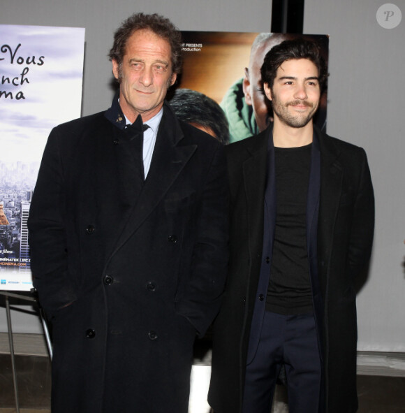 Vincent Lindon et Tahar Rahim lors de l'ouverture du festival Rendez-vous with French Cinema avec la projection d'Intouchables le 1er mars 2012 à New York