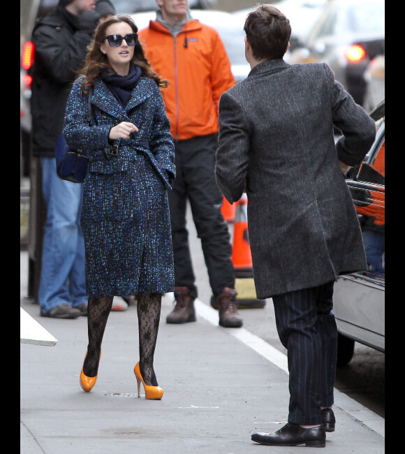 Leighton Meester et Ed Westwick sur le tournage de Gossip Girl, le 5 mars 2012 à New York