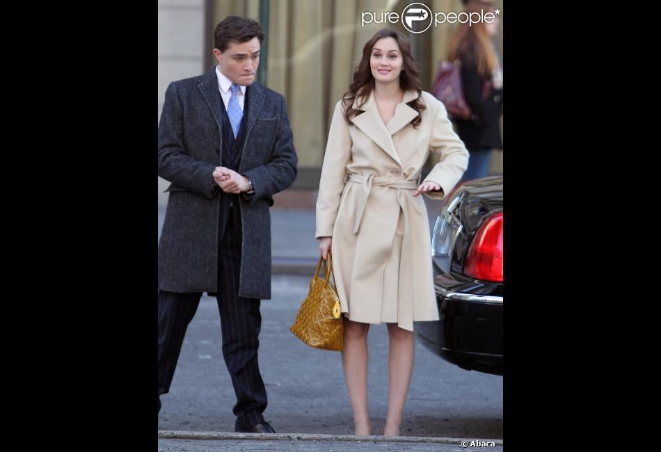 Leighton Meester et Ed Westwick, très élégants, sur le tournage de Gossip Girl, le 5 mars à New Leighton Meester et Ed Westwick, très élégants, sur le tournage de Gossip Girl, le 5 mars à New