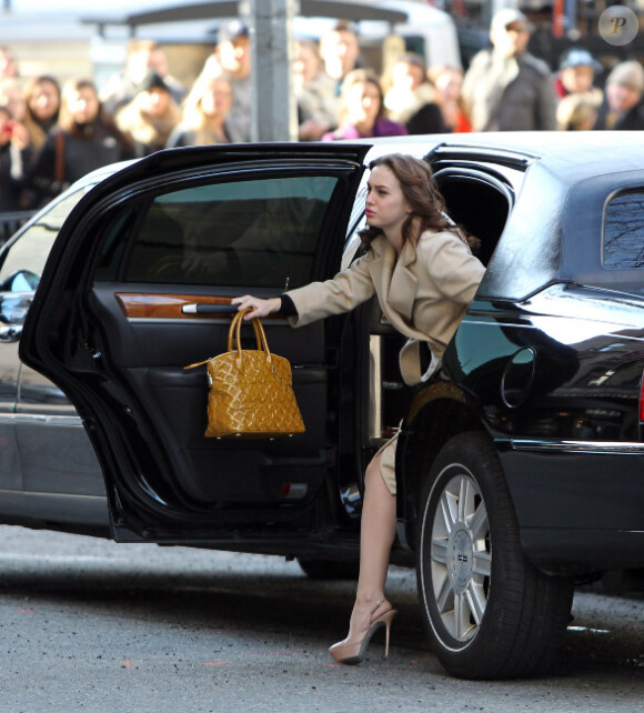 Leighton Meester sur le tournage de Gossip Girl, le 5 mars à New York