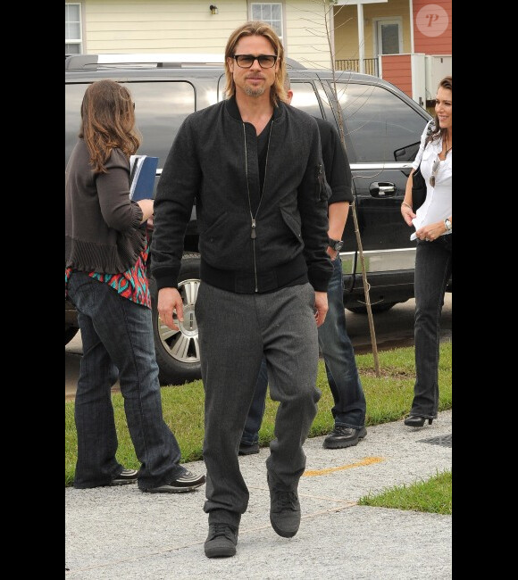 Brad Pitt à la Nouvelle-Orléans, le 9 mars 2012. L'acteur travaille sur  Make It Right, son projet humanitaire de reconstruction d'un quartier  détruit par l'ouragan Katrina.