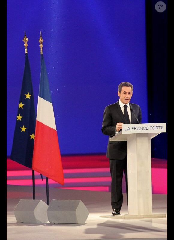 Nicolas Sarkozy lors de son grand meeting de Villepinte le 11 mars 2012