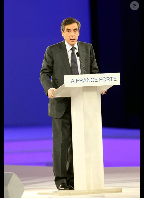 François Fillon lors du grand meeting de Villepinte de Nicolas Sarkozy le 11 mars 2012