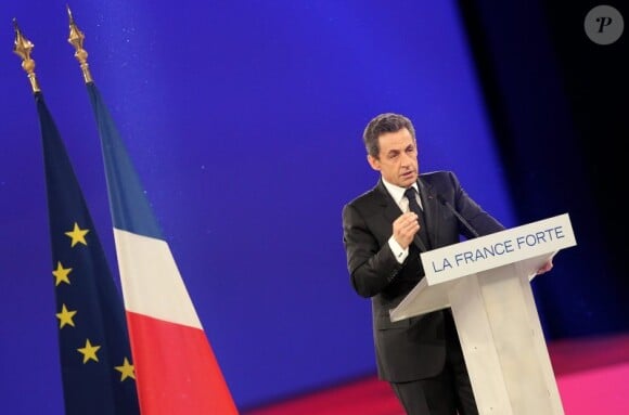 Nicolas Sarkozy lors de son grand meeting de Villepinte le 11 mars 2012
