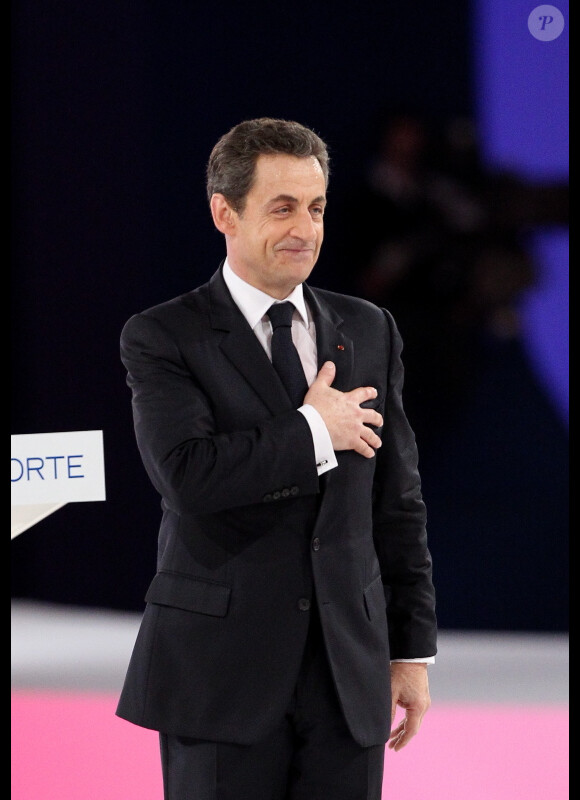 Nicolas Sarkozy lors du grand meeting de Villepinte le 11 mars 2012